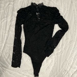 NWT Lulu’s Black Black Lace Bodysuit
